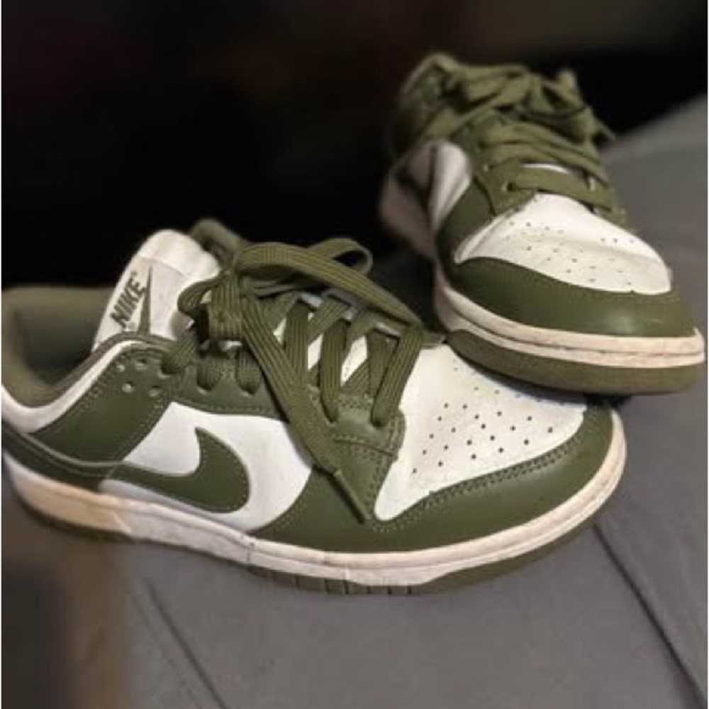 Nike Olive and White Low-Top Sneakers